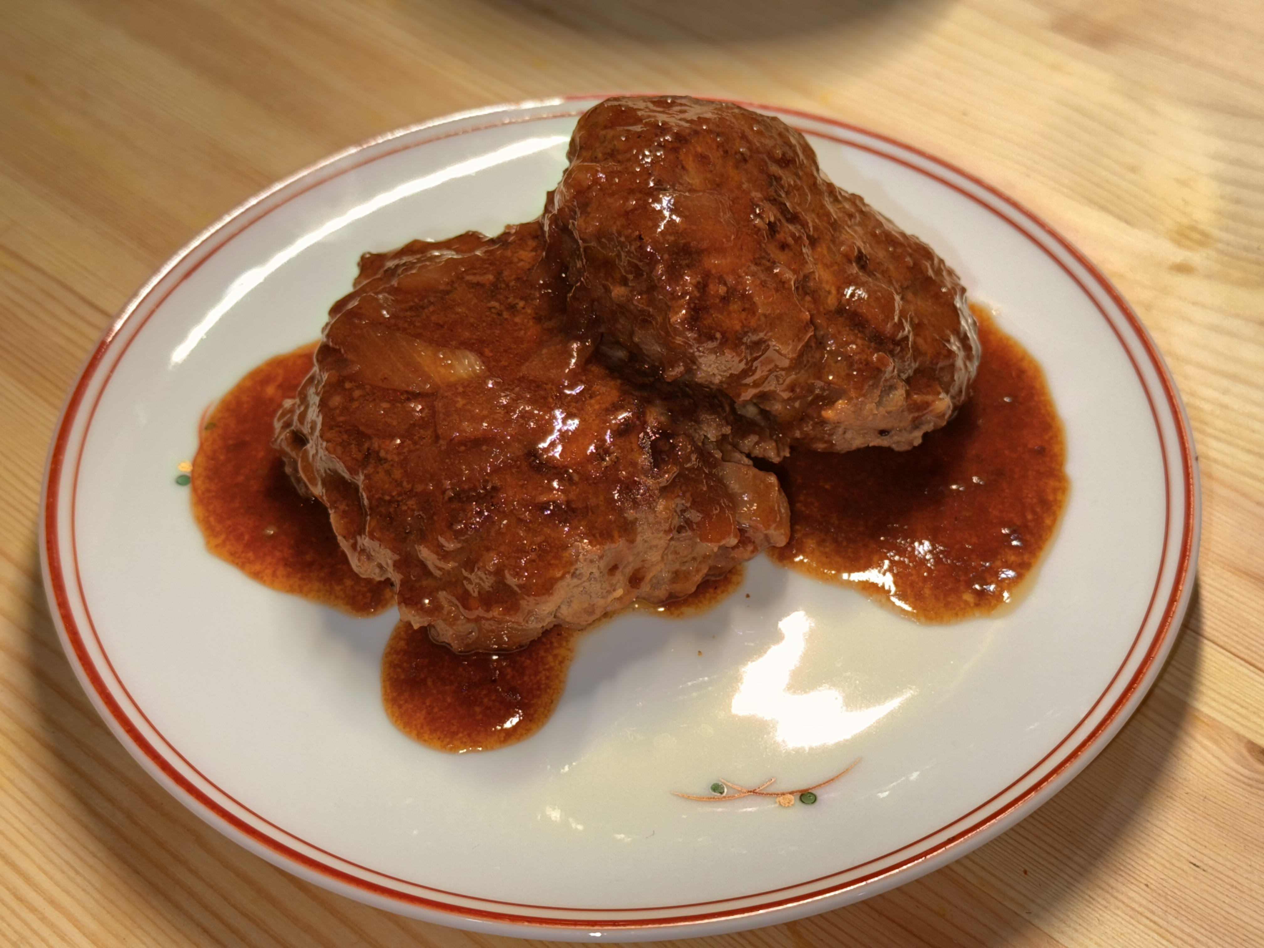 Homemade Japanese hambagu served for dinner