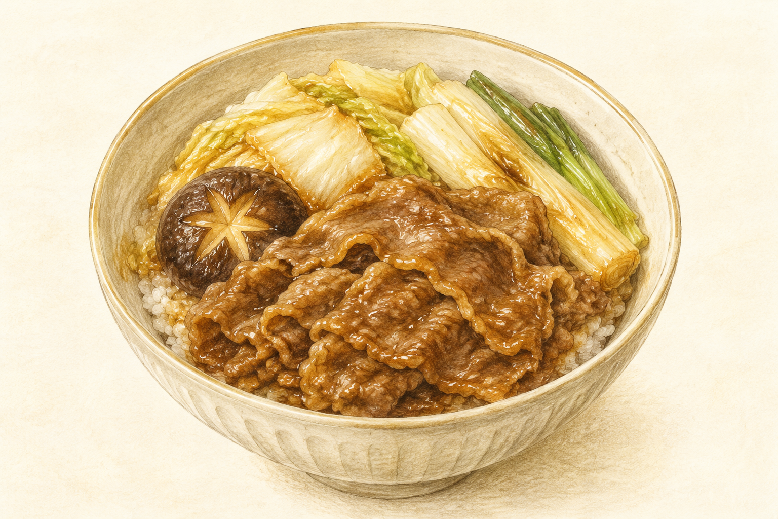 Tazón de res estilo sukiyaki